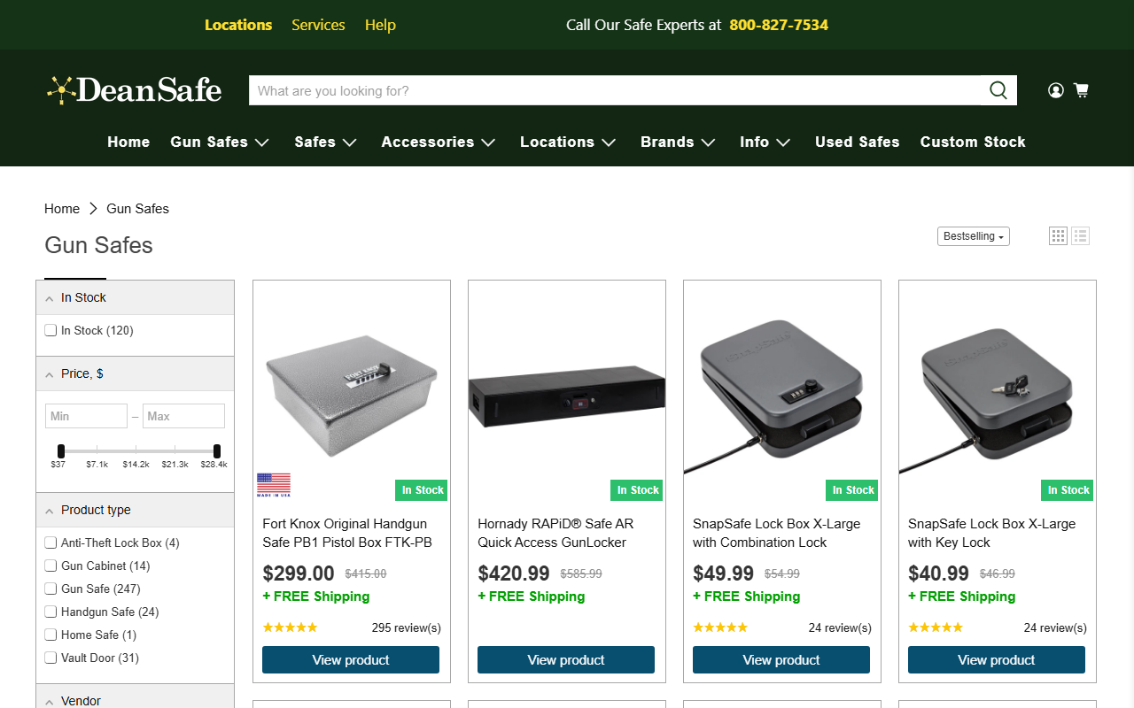 877gunsafe.com screenshot