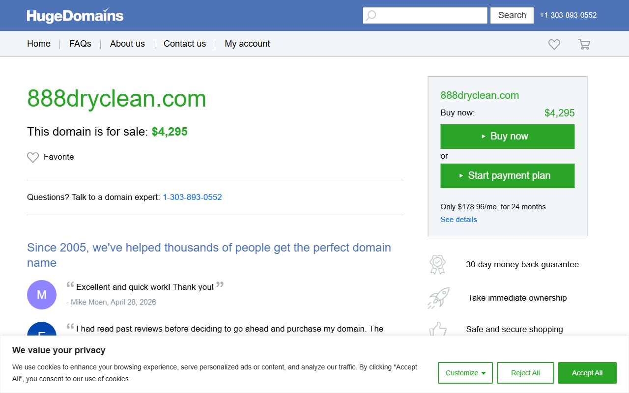 888dryclean.com screenshot