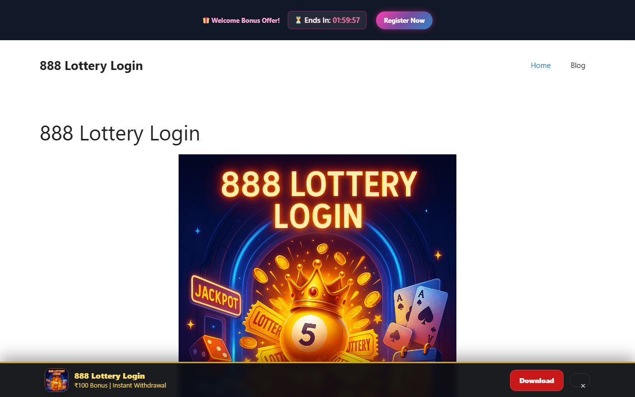 888lotterylogin.com screenshot