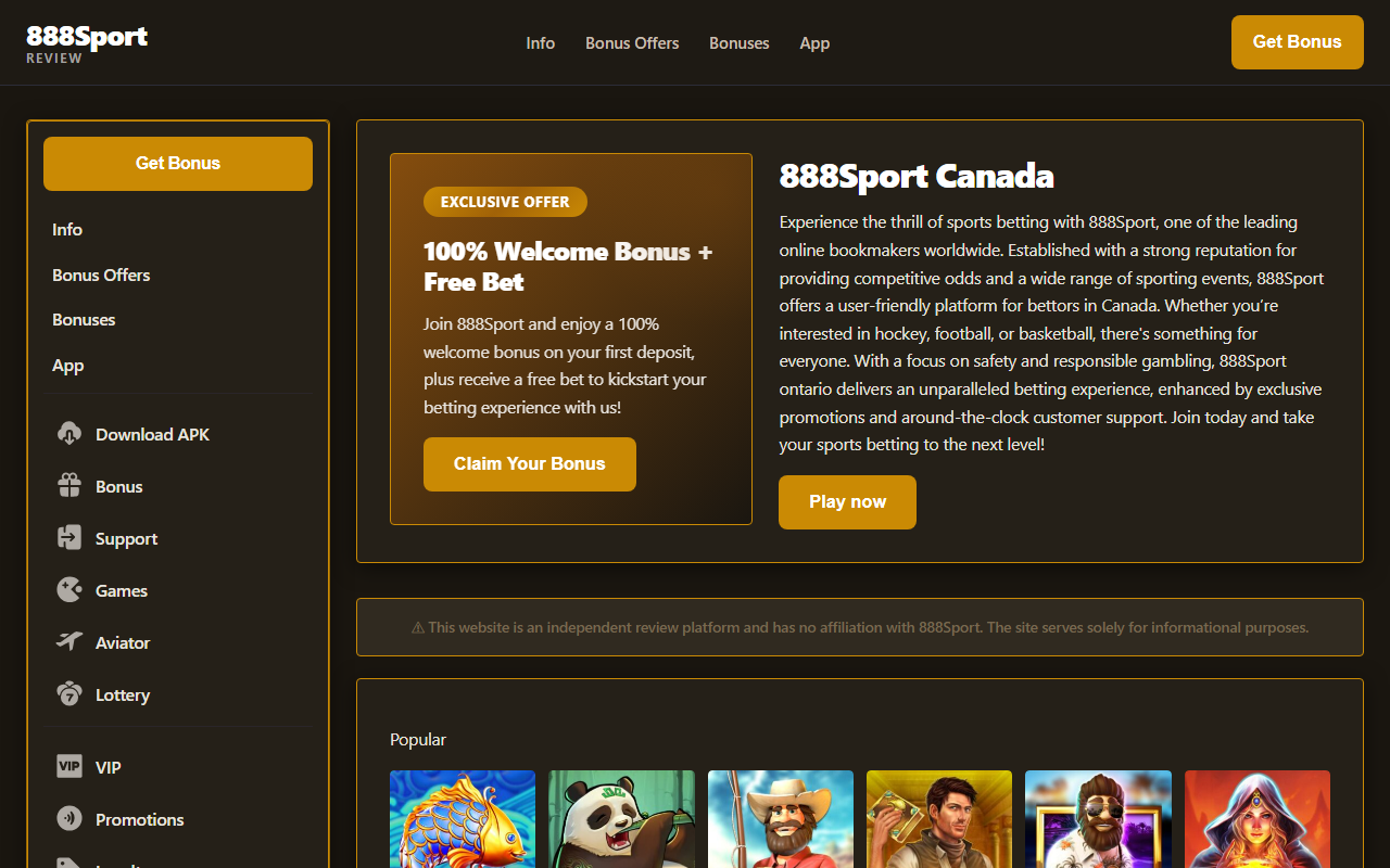 888sportcanada.com screenshot