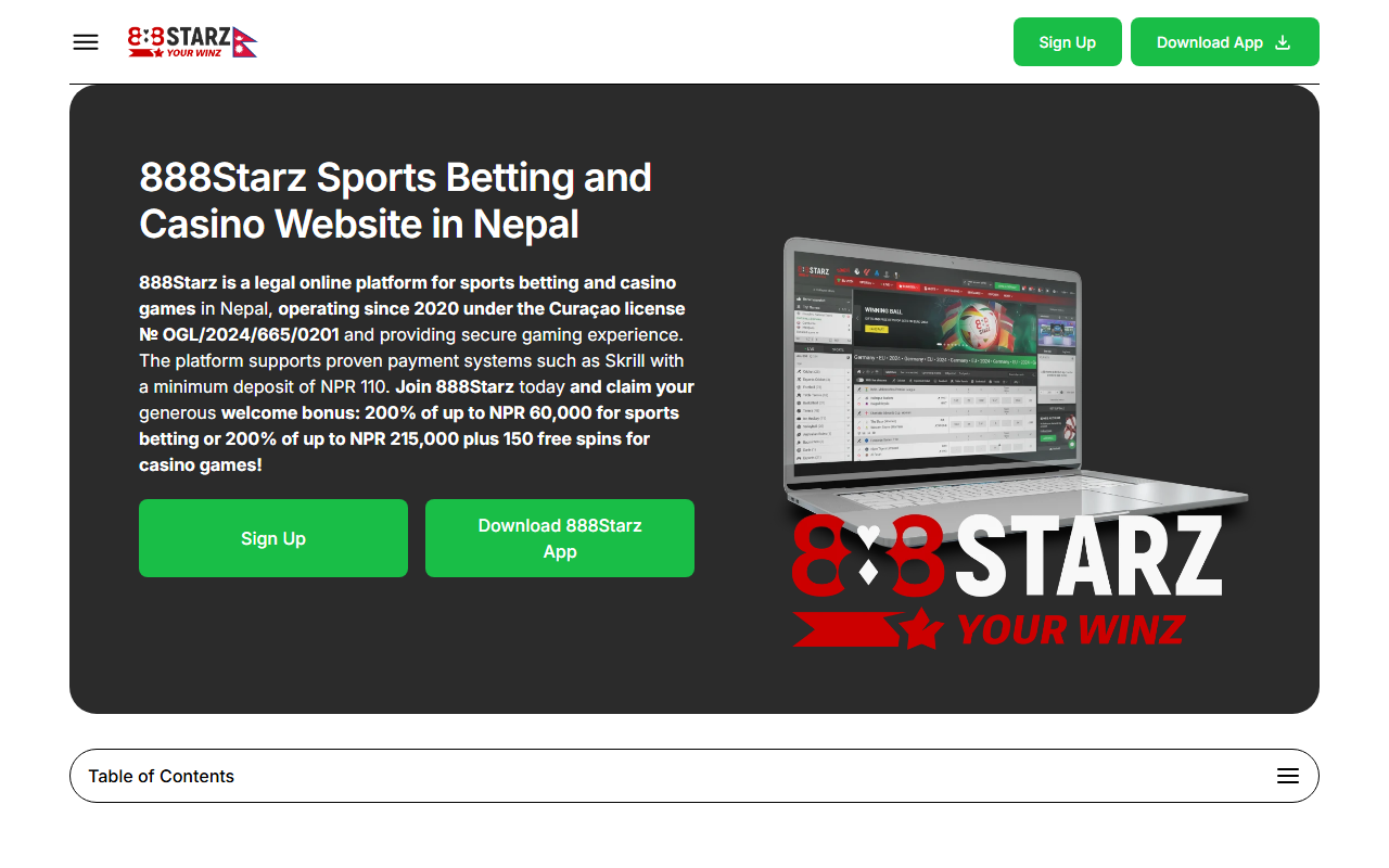 888starznepal.com screenshot