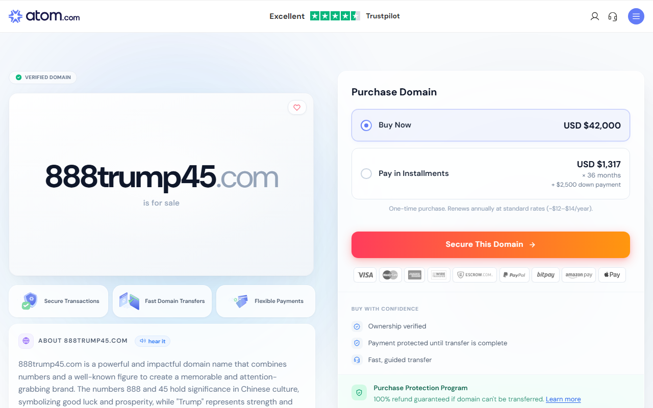 888trump45.com screenshot
